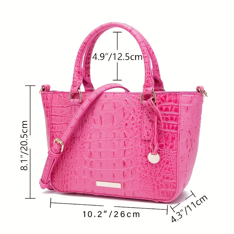 [Versatile Satchel] Classic Versatile Crocodile Pattern Top Handle Satchel Handbag | Textured Handbag Purse, Fashion Handbag