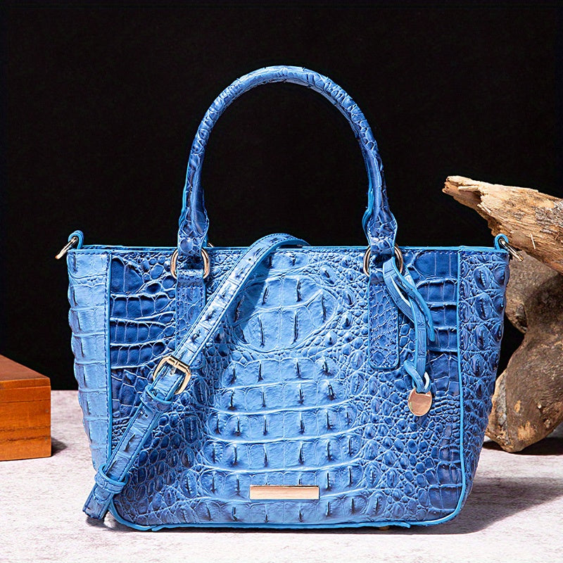 [Versatile Satchel] Classic Versatile Crocodile Pattern Top Handle Satchel Handbag | Textured Handbag Purse, Fashion Handbag