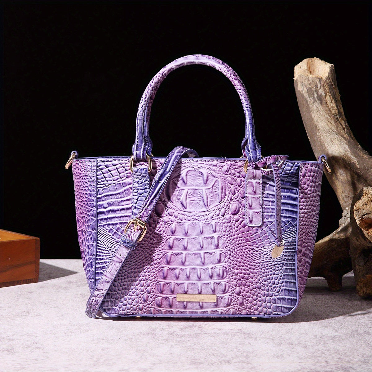 [Versatile Satchel] Classic Versatile Crocodile Pattern Top Handle Satchel Handbag | Textured Handbag Purse, Fashion Handbag