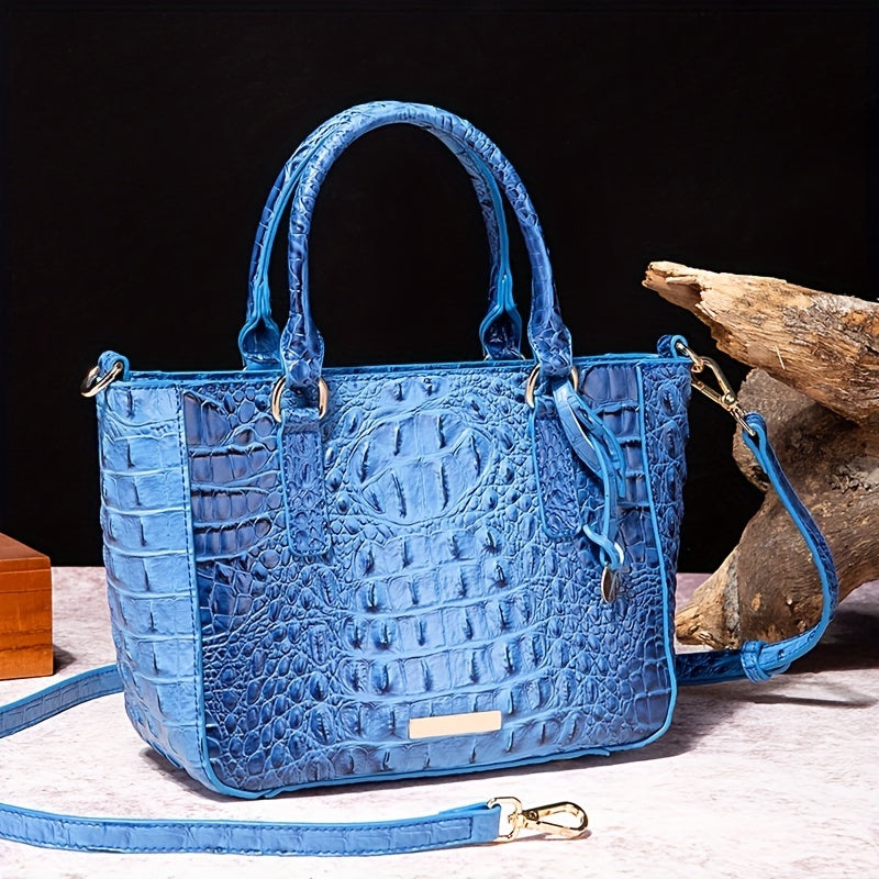 [Versatile Satchel] Classic Versatile Crocodile Pattern Top Handle Satchel Handbag | Textured Handbag Purse, Fashion Handbag