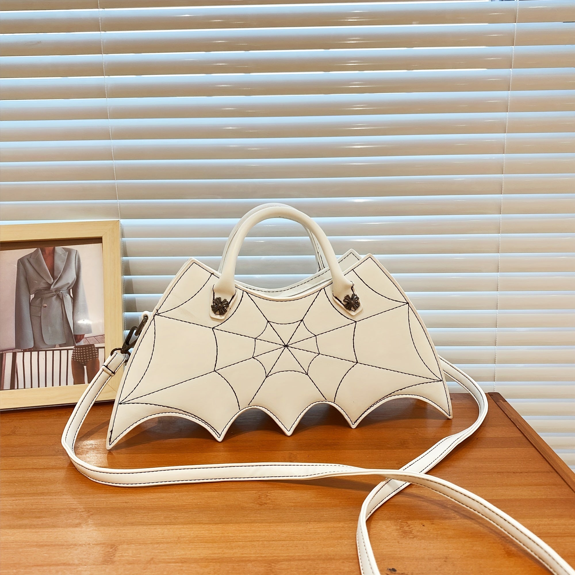Bat Wing Shaped Crossbody Bag, Halloween Novelty Handbag, Gothic PU Leather Coin Purse