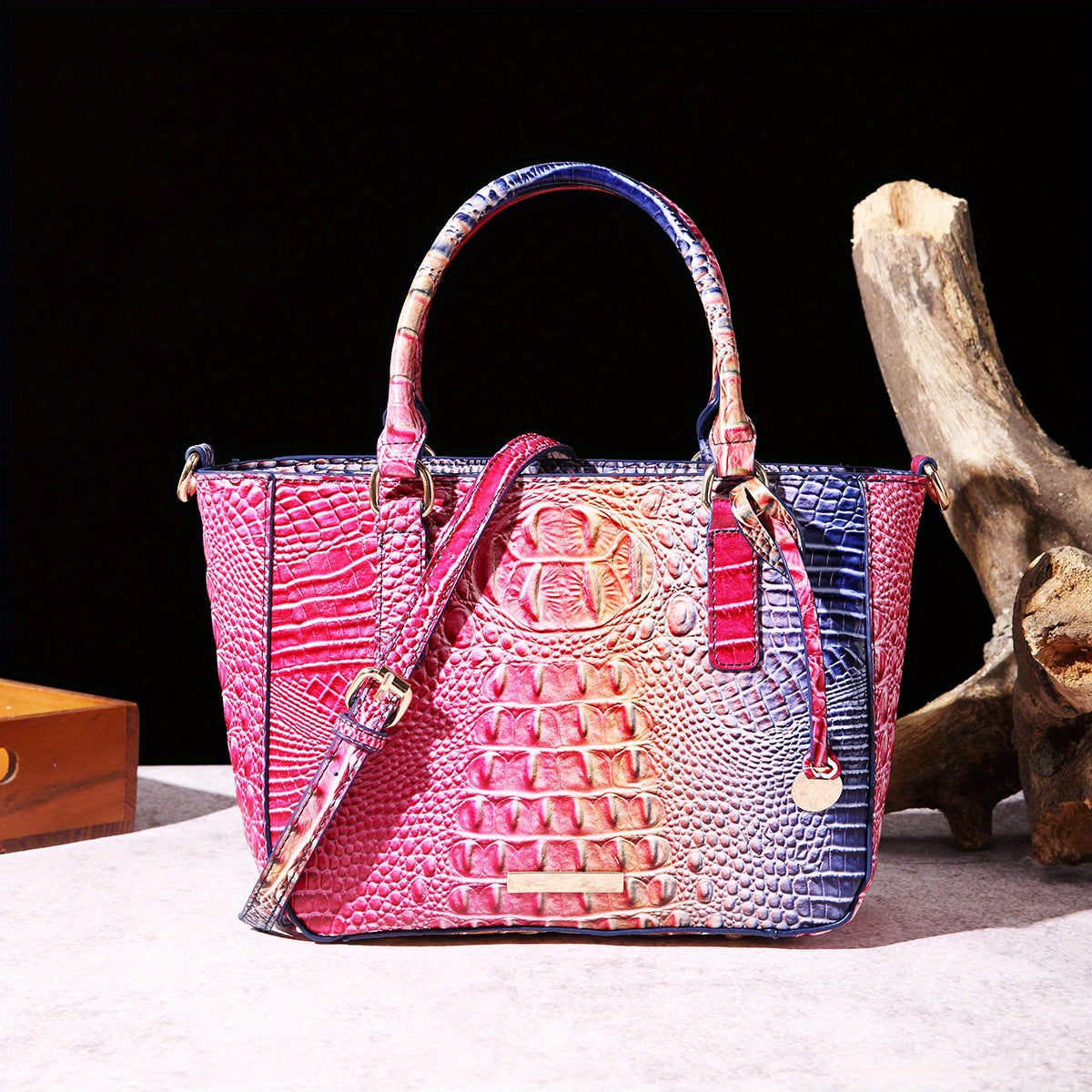 [Versatile Satchel] Classic Versatile Crocodile Pattern Top Handle Satchel Handbag | Textured Handbag Purse, Fashion Handbag